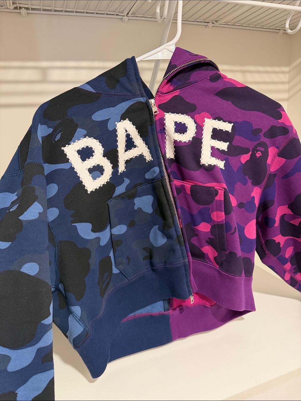Bape Split Camo Zip Hoodie - Blue & Purple